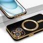 Hülle für iPhone 15 MagSafe kompatibel mit Kameraschutz - Schwarz / Gold