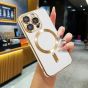 Hülle für iPhone 15 Pro MagSafe kompatibel mit Kameraschutz - Weiß / Gold