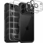 Hülle für iPhone 18 Pro Transparent mit schwarzen Rahmen, Schutzgläser & Kameraschutz im 5-in-1 Set