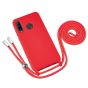 Rote Handyhülle mit Band / Kette zum Umhängen für Huawei P30 Lite New Edition
