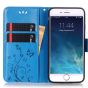Tasche für iPhone 7 mit Blumen Motiv - Blau