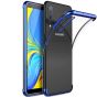 Hülle für Galaxy A7 2018 Transparent mit blauen Rahmen | Ohne Versandkosten