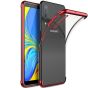 Hülle für Galaxy A7 2018 Transparent mit roten Rahmen | Ohne Versandkosten