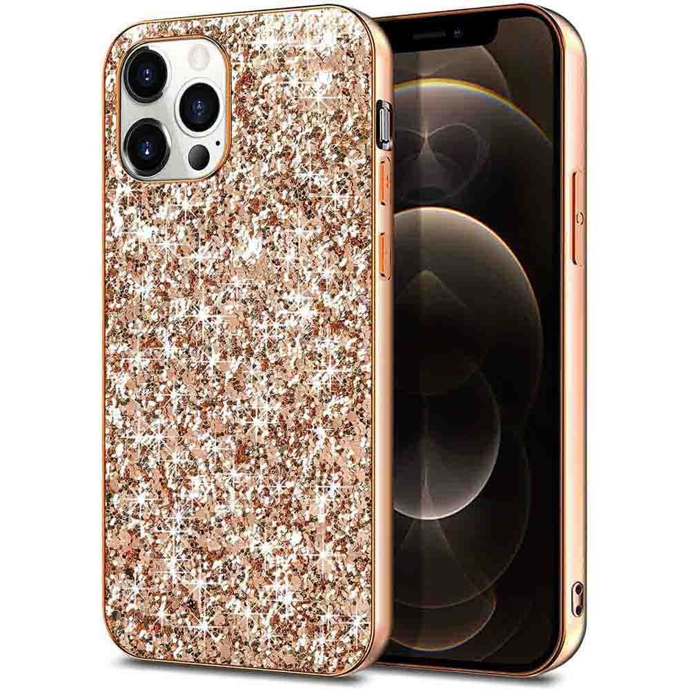 Glitzer Hülle für iPhone 12 Pro Max Handy Case - Roségold