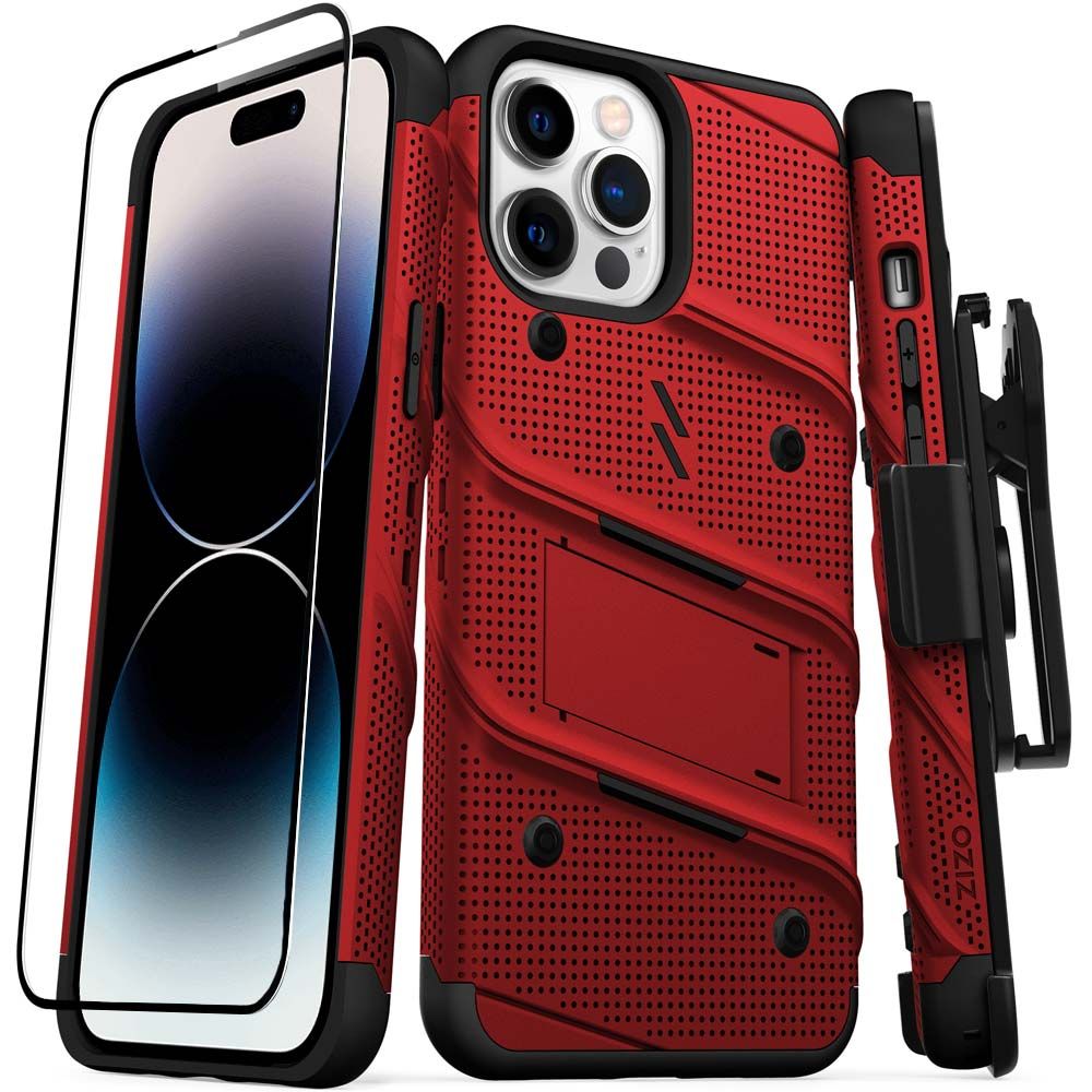 Handyhülle für iPhone 14 Pro Max inkl. Schutzglas Rot