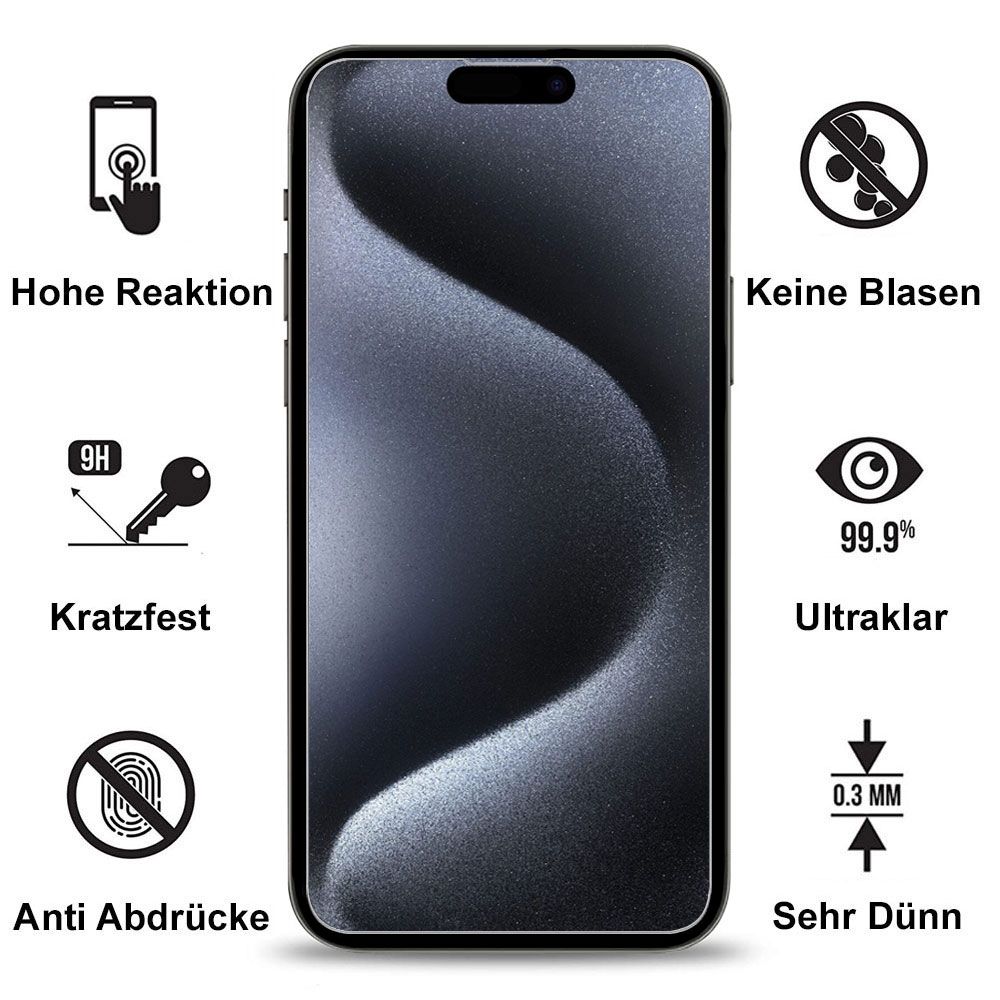 iPhone 15 Pro Kratzfest Hybrid Hülle - Durchsichtig