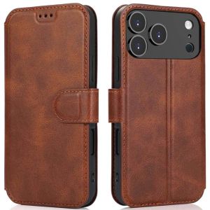 Handytasche für iPhone 17 Pro Max Hülle Braun Flipcase mit Klappverschluss