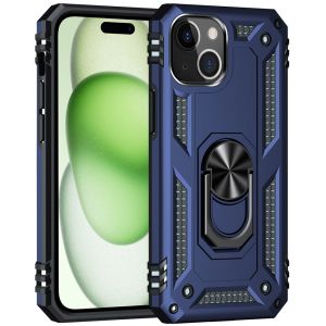 Handyhülle für Apple iPhone 15 mit 360° Ringhalter Blau