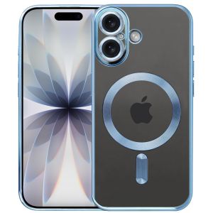 Durchsichtige Schutzhülle für iPhone 17 Hülle Transparent mit blauen Rahmen MagSafe kompatibel mit Kameraschutz