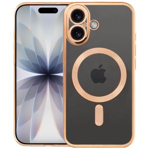 Durchsichtige Schutzhülle für iPhone 17 Hülle Transparent mit goldenen Rahmen MagSafe kompatibel mit Kameraschutz