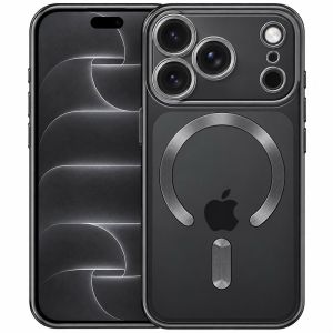 Transparente MagSafe Hülle für iPhone 18 Pro Max Case mit schwarzen Designelementen