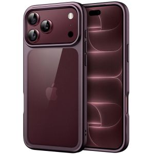 Handyhülle für iPhone 18 Pro Case Transparent mit burgundroten Rahmen