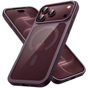 MagSafe Hülle für iPhone 18 Pro mit Rahmen Burgundrot und Rückseite Transparent
