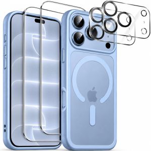 MagSafe Hülle für iPhone 18 Pro Max Polarblau Transparent mit Schutzglas und Kameraschutz