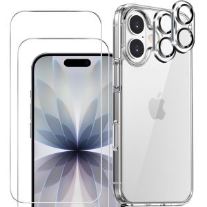3-in-1 Handyschutz Set für iPhone 17 Hülle Transparent mit Schutzglas und Kameraprotektor