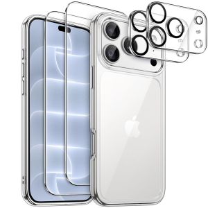 Transparente Hülle für iPhone 18 Pro Max mit Schutzglas & Kameraschutz – 5-in-1 Set
