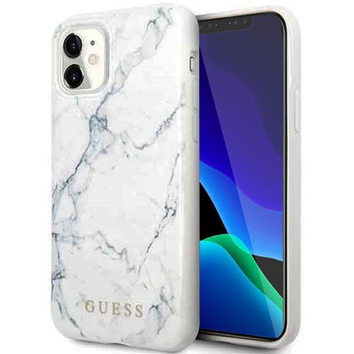 Original Guess iPhone 11 Handyhülle / Case in Marmor Optik - Weiß