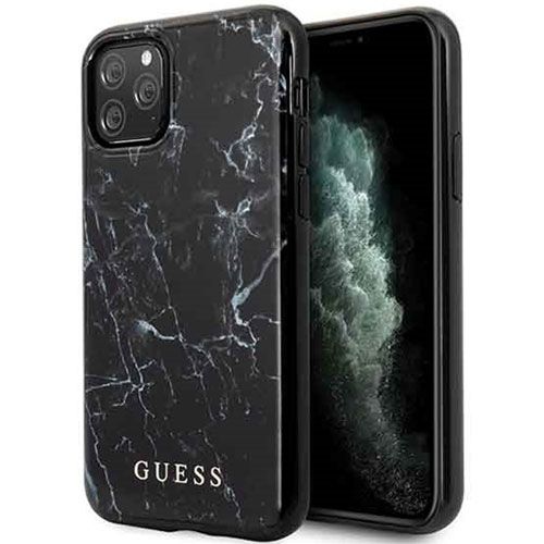 Original Guess iPhone 11 Pro Max Handyhülle / Case in Marmor Optik - Schwarz