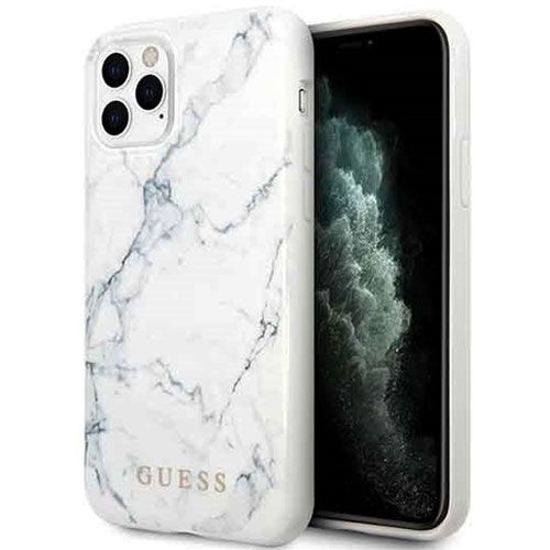 Original Guess iPhone 11 Pro Max Handyhülle / Case in Marmor Optik - Weiß