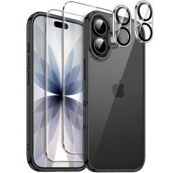 5-in-1 Hülle für iPhone 17 Pro Schwarz | 1 x Handyhülle, 2 x Schutzglas, 2 x Kameraschutz