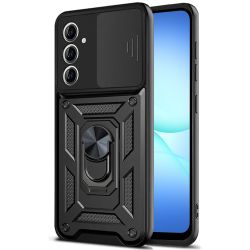 Schutzhülle für Samsung Galaxy A17 (5G) Case Hülle Schwarz mit verschiebbarem Kameraschutz sowie 360° Ringhalter