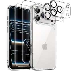 5-in-1 Hülle für iPhone 17 Pro Max Transparent | 2 x Schutzglas, 2 x Kameraschutz, 1 x Handyhülle