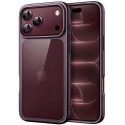 Handyhülle für iPhone 18 Pro Max Case Transparent mit burgundroten Rahmen