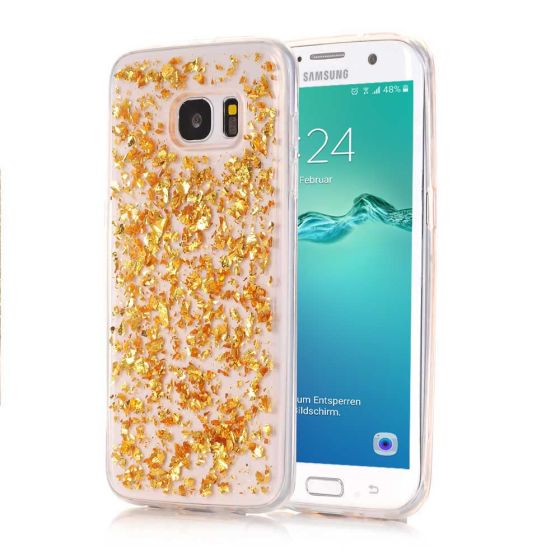 Handyhülle für Samsung Galaxy S7 Gold Transparent