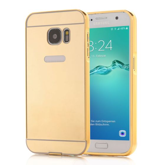Aluminium Bumper für Galaxy S7 Edge in Gold | handyhuellen-24.de