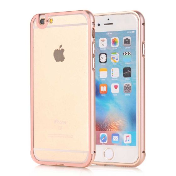 iPhone 6 Hülle Alu Bumper Rosegold / Transparent