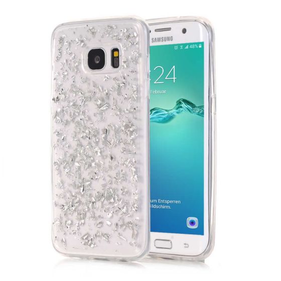 Handyhülle für Samsung Galaxy S6 Edge in Silber glitzernd | handyhuellen-24.de