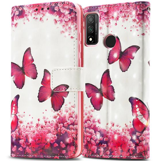 3D Flipcase für Huawei P Smart 2020 Handytasche mit Schmetterling Motiv 