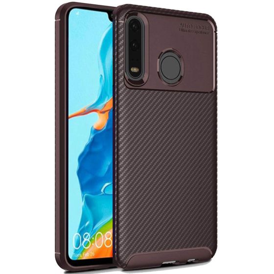 Carbon Hülle für Huawei P30 Lite New Edition in Braun 