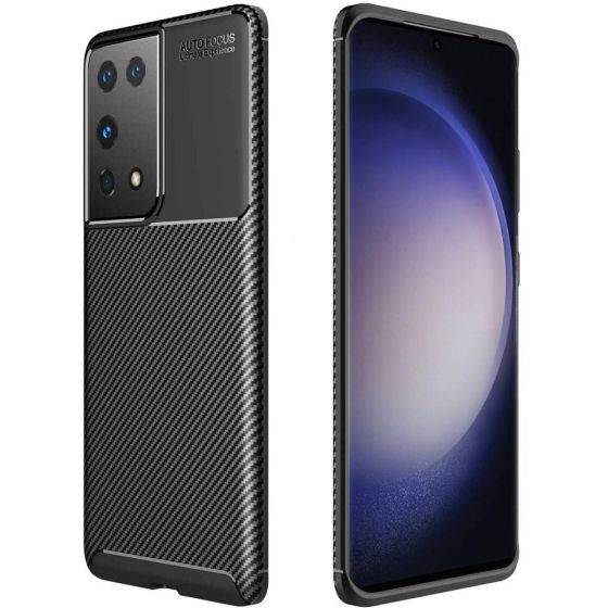 Handyhülle für Samsung Galaxy S23 Ultra Case Carbon Schwarz