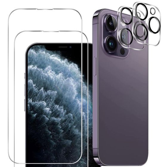 4er Set Handyschutz für iPhone 11 Pro, bestehend aus 2 x Displayschutzglas und 2 x Kameraprotektor