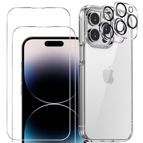 3 in 1 Set Display- und Kameraschutz für iPhone 14 Pro Max Hülle Transparent