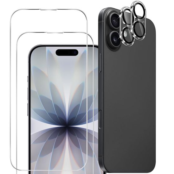 4er Set Handyschutz für iPhone 17, bestehend aus 2 x Displayschutzglas und 2 x Kameraprotektor