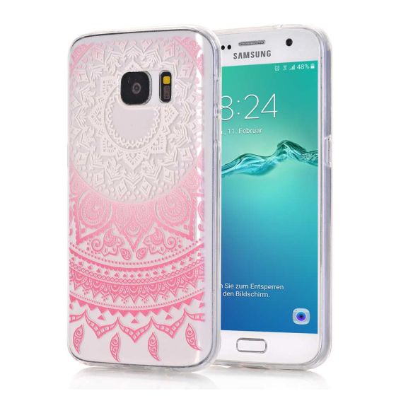Silikon Hülle für Samsung Galaxy A3 2016 mit Mandala in Pink | handyhuellen-24.de 