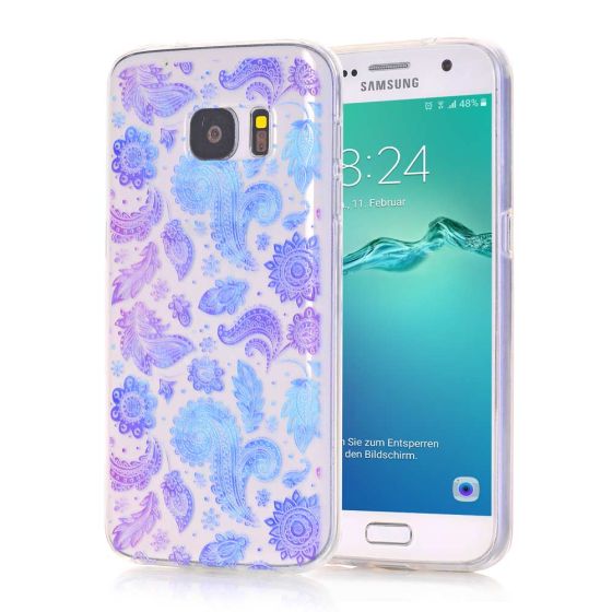 Silikon Hülle für Samsung Galaxy A5 2016 Hülle mit Blumen Blau | handyhuellen-24.de