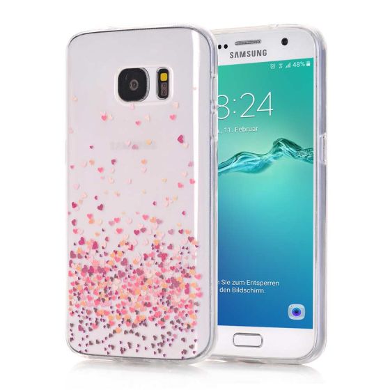 Silikon Hülle für Samsung Galaxy A5 2016 Hülle mit Rosa Herzen | handyhuellen-24.de