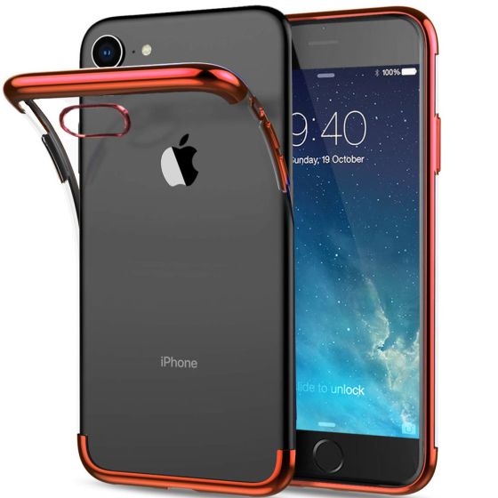 Kristallklare Transparente Hülle für Apple iPhone 7 mit roten Rahmen
