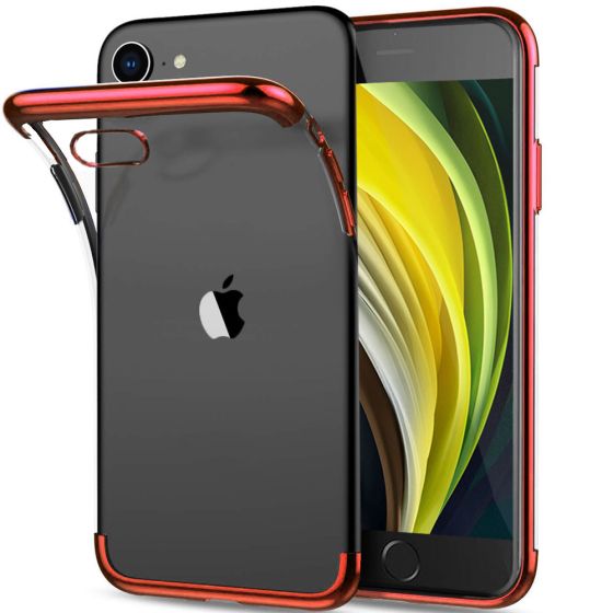 Kristallklare Transparente Hülle für Apple iPhone SE 2020 mit roten Rahmen