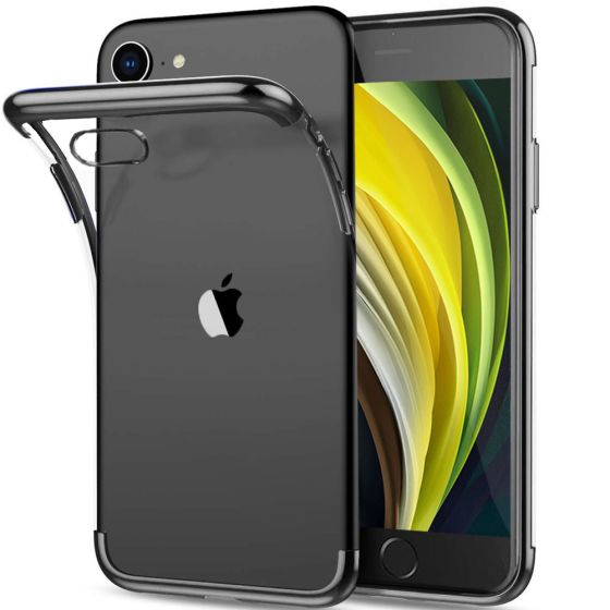 Kristallklare Transparente Hülle für Apple iPhone SE 2020 mit schwarzen Rahmen