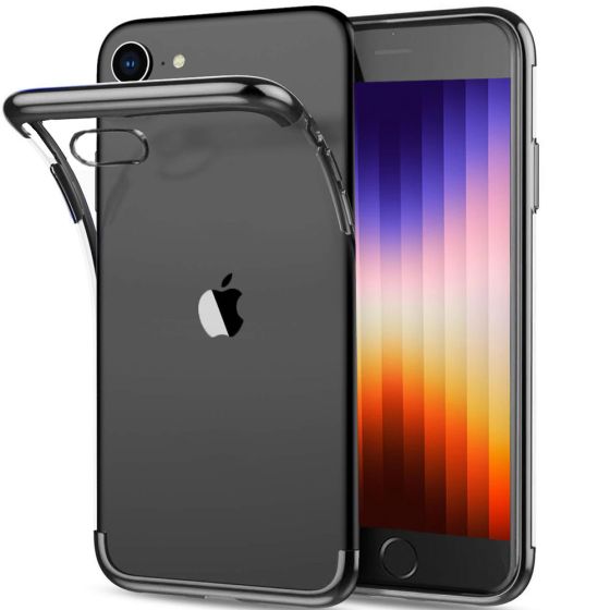 Kristallklare Transparente Hülle für Apple iPhone SE (2022) mit schwarzen Rahmen