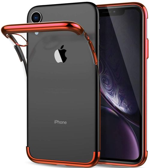 Hülle für Apple iPhone XR Transparent mit rotem Rahmen