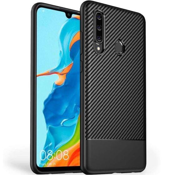 Flexible Carbon Hülle für Huawei P30 Lite New Edition Handyschale in Schwarz