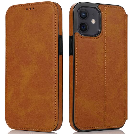 Flipcase für Apple iPhone12 Handy Tasche Braun