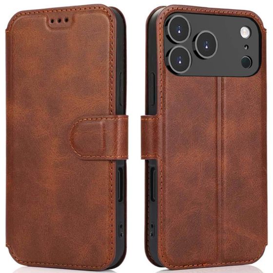 Handytasche für iPhone 17 Pro Hülle Braun Flipcase mit Klappverschluss