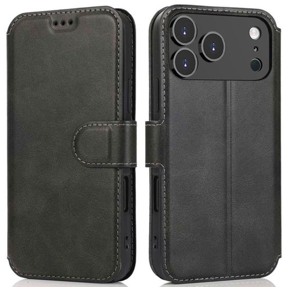 Handytasche für iPhone 17 Pro Max Hülle Schwarz Flipcase mit Klappverschluss