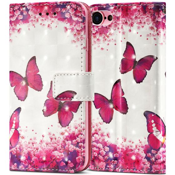 Flipcase für Apple iPhone 7 Handytasche mit Schmetterling Motiv